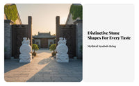 2 Pieces Chinese Protector Lion Statue Detailed Carving Chinese Protector Lions Traditional Elegance Antique Elegant Gate Pier for Courtyard, Garden