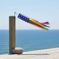 Digital Printed American Flag Windsock Vibrant Colors USA Flag Windsock Weather Resistant Patriotic Wind Streamer Easy to Hang for Outdoor, Garden, Patio, Porch