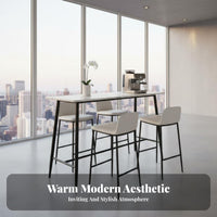 High-Top Table with Stools Light Luxury Design Bar Furniture Sturdy Metal Frame Integrated Footrests for Adults, duos