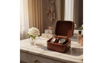 2 Compartment Watch Box Shielding Double Watch Travel Case Soft Suede Lining Sturdy Hard Shell for Travelers