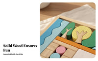 Wooden Block Puzzle Toy Storage Tray Shape-Recognition Block Puzzle Wooden Shape Sorter Hand-Eye Coordination