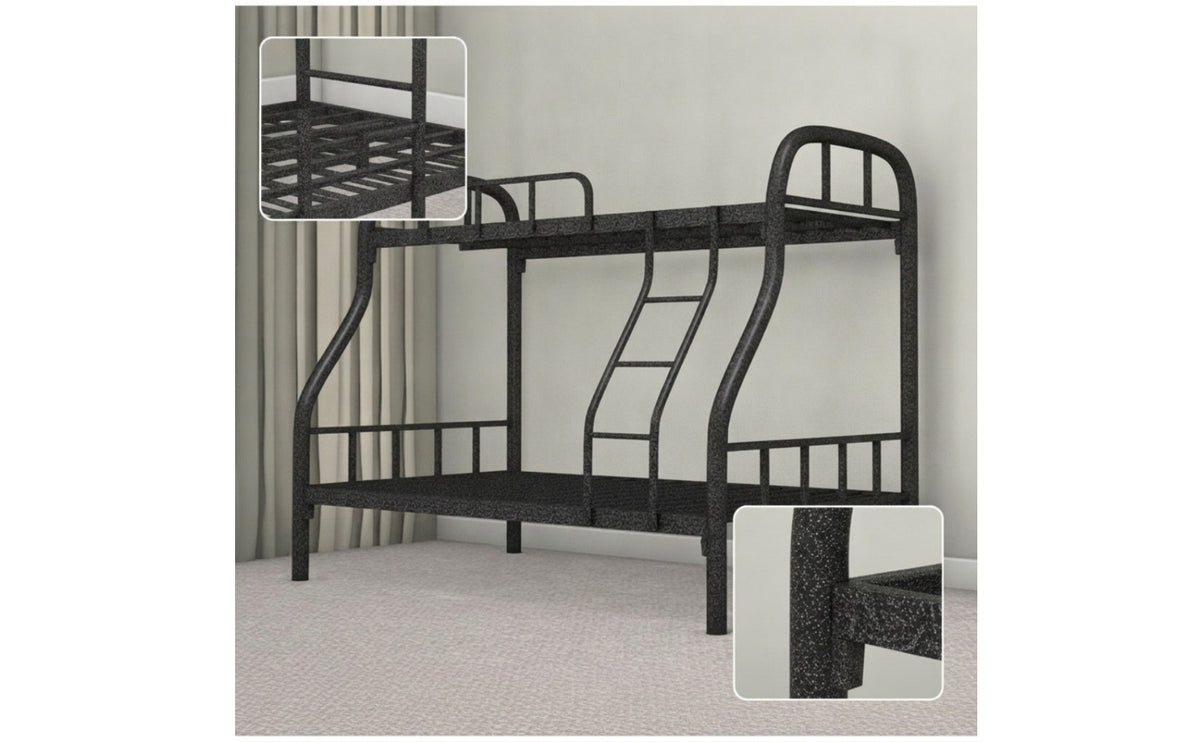 Industrial Bunk Bed with Safety Guardrail and Ladder Long-Lasting Iron Bunk Bed Stable Furniture Reinforced for Students