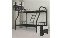 Industrial Bunk Bed with Safety Guardrail and Ladder Long-Lasting Iron Bunk Bed Stable Furniture Reinforced for Students