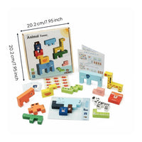 Animal Stacking Blocks Educational Wooden Stacking Blocks Promotes Logical Thinking Wooden Animal Puzzle for Kids, Classroom