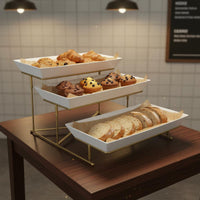 Gold Metal Frame 3-Tier Fruit Stand Space-Saving 3 Tier Serving Stand Easy to Assemble Tiered Dessert Display Rack