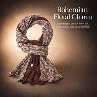 Scarf for Women Lightweight, Floral Print Pleated Scarves, Spring Summer Shawl Wrap for Travel