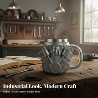 V8 Engine Mug Unique Gift Idea Car Automotive Beverage Container Cup Multi-Functional Decor 3D Mechanical Design Mug for Lovers, Men, Garage, Office