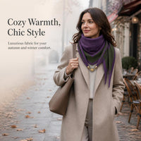 Knitted Striped Color Block Magnetic Buckle Triangle Scarf Shawl for Autumn/Winter