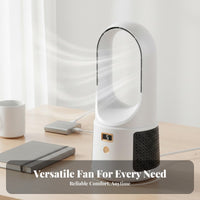 LED Digital Display Bladeless Desk Fan Adjustable Speed Bladeless Fan Easy to Clean for Students, Pet Owners, Bedroom, Dorm Room
