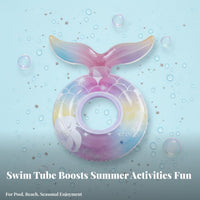 Mermaid Swim Donut Thickened Material Mermaid Infant Swim Float Anti-Tip Over Design Young Child Aquatic Seat with Seat for Infants, Young Children