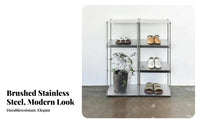 Brushed Finish Multi-Tier Shelving Unit Sturdy Metal Frame urban Etagere Minimalist Design Display Rack Easy to Assemble for Decor aficionados, Interior Designers, Entryway, Office, Living Room, Bedroom