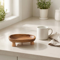 Compact Oval Tray with Legs Decorative Elevated Wooden Tray Elegant Smooth for Coffee Table