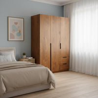 Swing Door Wardrobe Space Saving Freestanding Wardrobe Large Capacity Modern Clothes Armoire for Apartment