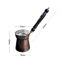 Mother-of-Pearl Inlay Handmade Copper Cezve Oxidized Finish Turkish Cezve Silver Interior Turkish Coffee Pot Long Angled Handle