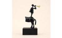 Boy Playing Trumpet Sculpture Modern Abstract Metal Sculpture Smooth Ornamental Statue for Bedroom