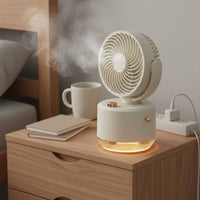Portable Misting Fan Quiet Desktop Misting Fan Built-in Night Light for Students, Outdoor, Dorm Room, Bedroom