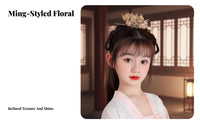 Lotus Flower Hair Crown Color-Preserving Chinese Design Headdress Three-Dimensional Alloy Flower Hair Pin Set for Performances, Festivals