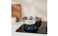 Mini Hot Pot Bowl Thickened Bottom Individual Hot Pot Foldable Handles Cookware for Restaurant, Home