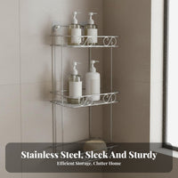No-Drilling Installation Multi-Tier Wire Organizer Rust-Proof Bathroom Organizer Rustproof Corner Rack Waterproof for Homeowners, Families, Students, Kitchen, Bathtub, Dormitory, Dorm Room