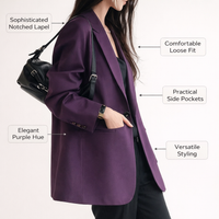 Women's Suits & Blazers for Plus Sizes up to 5XL, Long Sleeve Polyester Blend for Office Wear, Business Casual Lapel Jacket