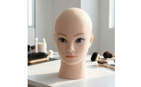 Realistic Bald Mannequin Head Smooth Mannequin Head with Neck Easy to Clean Display Glossy for Shop Owners, Hairpiece Stylists