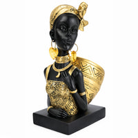 African Girl Bust Cultural African Female Bust Sculpture Contemporary Ebony Woman Statue for Entryway