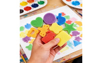 30 Pieces Reusable Kids' Paint Sponge Set Washable Shaped Sponge Stamps Easy to Use Craft Sponges Creative Learning for Toddlers, DIY Projects, Classroom