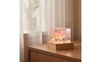Whimsical Resin Night Light Warm Resin Cube Light Compact Lamp with Wooden Base Dreamy for Bedroom
