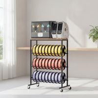 Filament Storage Cart Large-Capacity Filament Cart with Storage Board Spool Holder 3-Tier Rolling for 3D Printing Hobbyists