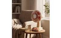Rechargeable Fan with Vintage Grille Retro Desktop Fan with Control Dial Compact for Bedroom, Dorm Room, Nightstand