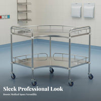 3 Pieces Locking Casters Stainless Steel Medical Trolley Utility Cart Lockable Wheels Rolling Instrument Stand Easy to Clean for Beauticians Artists, Operating Rooms, Hospital, Clinics