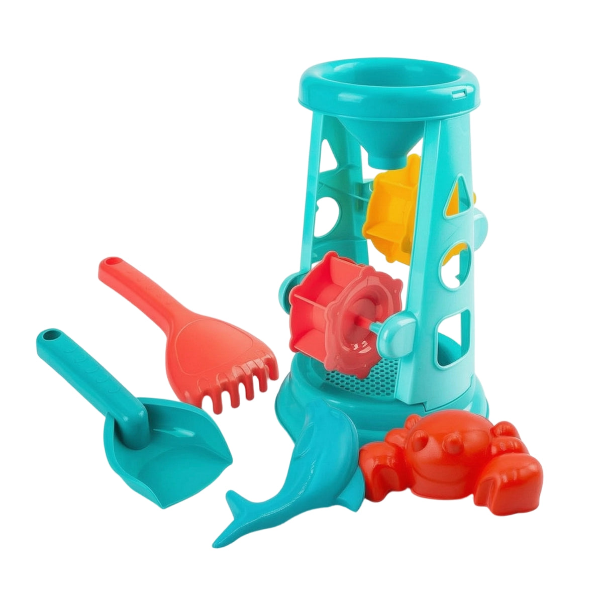 5 Pieces Plastic Sand Structure with Tools Rotating Sand Water Wheel Child-Friendly Sandbox Toys Outdoor for Toddlers