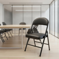 Folding Chair Upholstered Chair with Padded Seat Armless Furniture for Students, Dorm Room