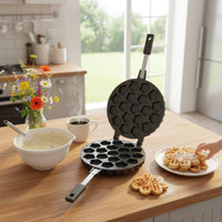 Non-Stick Surface Stovetop Waffle Creator Food-Grade Material Stovetop Waffle Iron Easy to Clean Flower Shape Cake Pan Even Heat Distribution for Home Cooks, Breakfast, Kitchen