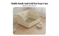 Lagomorph Litter Pan with Grate Easy to Clean Square Small Pet Potty Urine Resistant Pet Toilet Secure Enclosure Attachment