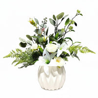 Artificial Floral Centerpiece Easy to Clean Modern Faux Flower Vase Hand Finished Fake Plant Arrangement for Living Room, Store Display