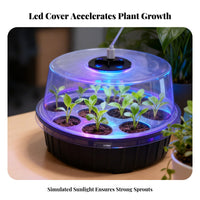 13-Hole Seedling Starter Tray with Light Reusable Round Nursery Box Featuring Growth Light Indoor Plant Sprouting Kit for Gardeners, Beginners