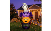 Outdoor Ghost with Black Cat Lighted Ghost with Pumpkin Inflatable Pumpkin Easy to Inflate for Yard, Lawn, Porch