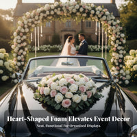 Green Wedding Car Decoration Base Grid-Backed Heart-Shaped Floral Foam 40 Cm Wide Suction-Mounted Floral Base Easy to Use