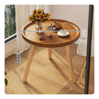 Space Saving Small Coffee Table Minimalist Design Wooden Nightstand Stable Tripod Base Home Furniture Thickened Tabletop for Balcony