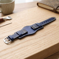 Vintage-Style Leather Watch Strap Perforated Watch Strap with Metal Buckle Layered Rugged for Men