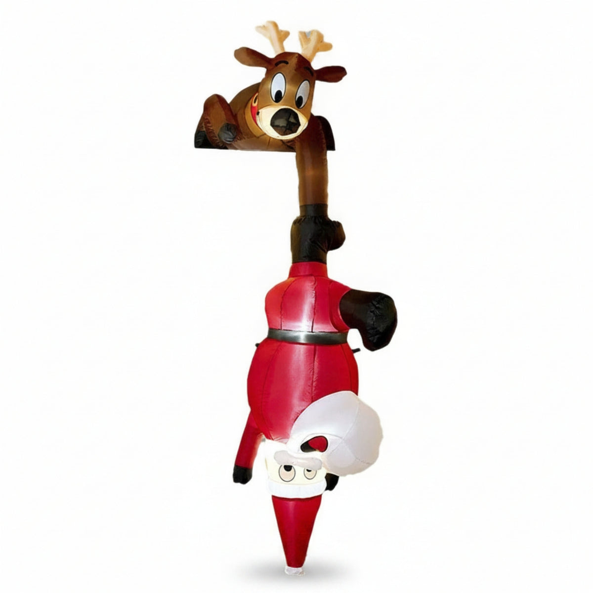 Santa and Reindeer Inflatable Vertical Hanging Christmas Inflatable Holiday Display for Families, Porch, Balcony, Entryway