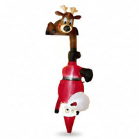 Santa and Reindeer Inflatable Vertical Hanging Christmas Inflatable Holiday Display for Families, Porch, Balcony, Entryway