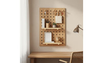 Multi-Functional Wall Mounted Pegboard Shelf Solid Wood Pegboard Wall Organizer Easy Installation Household Storage Modern Design for Entryway, Living Room, Bedroom, Office