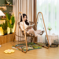 Hanging Chair with Frame, Modern Freestanding Swing Chair for Garden & Terrace, Weatherproof Garden Furniture with Cushion, 115x105x137cm