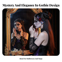 Gothic Flower Fascinator Vintage Inspired Halloween Mesh Covering Hair Fastener Flower Mesh Hair Fastener Retro Design Dark