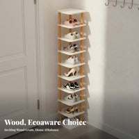 Narrow Design Vertical Corner Shoe Rack Space-Saving Vertical Shoe Vertical Structure Multi-Tier Footwear Stand Large Capacity for Apartment Dwellers, Homeowners, Families, Entryway, Hallway, Bedroom, Closet