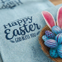 Easter Table Runner Linen Look Material Hare Pattern Table Runner Heat Insulating Holiday Dining Decoration for Families, Event Planners, Kitchen