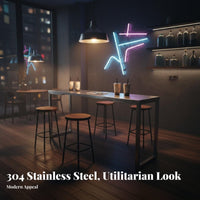 Urban design Long Wall-Side High Table with Stools long-lasting Metal Frame Narrow Counter Height Table with Stools Space-Saving Design Commercial Furnishing Modern Look for Cafe Owners, Homeowners, Entertainers, boba Tea Shop, Bar, Small Spaces, Kitchen