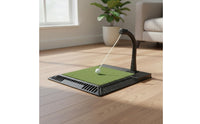 Green Turf Golf Practice Mat Rubber Base Golf Hitting Mat Raised Frame Sports Equipment Drainage Grooves